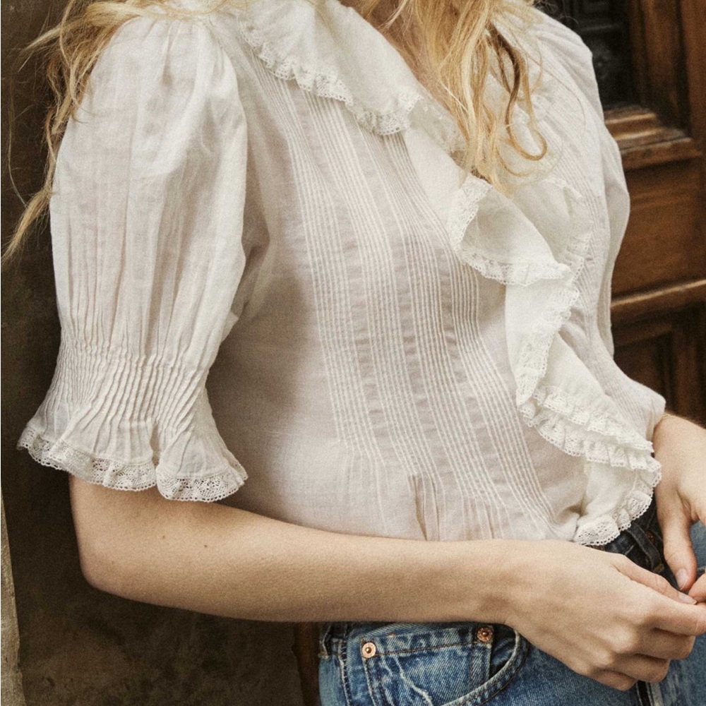 Doen Henri Blouse in Salt - Size Medium